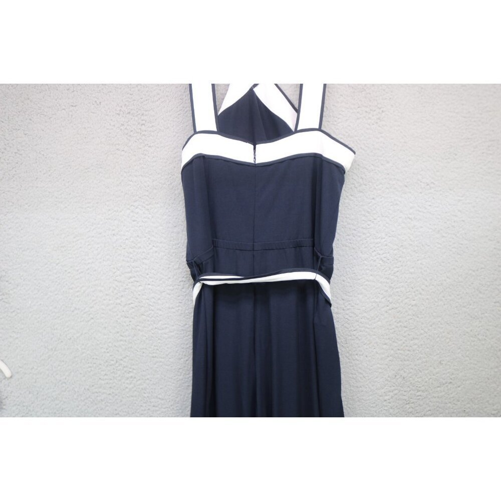 Ann Taylor Navy/White Jumpsuit-Size 6-Strappy-Nautical-Stretchy-Back Zip - Picture 9 of 11